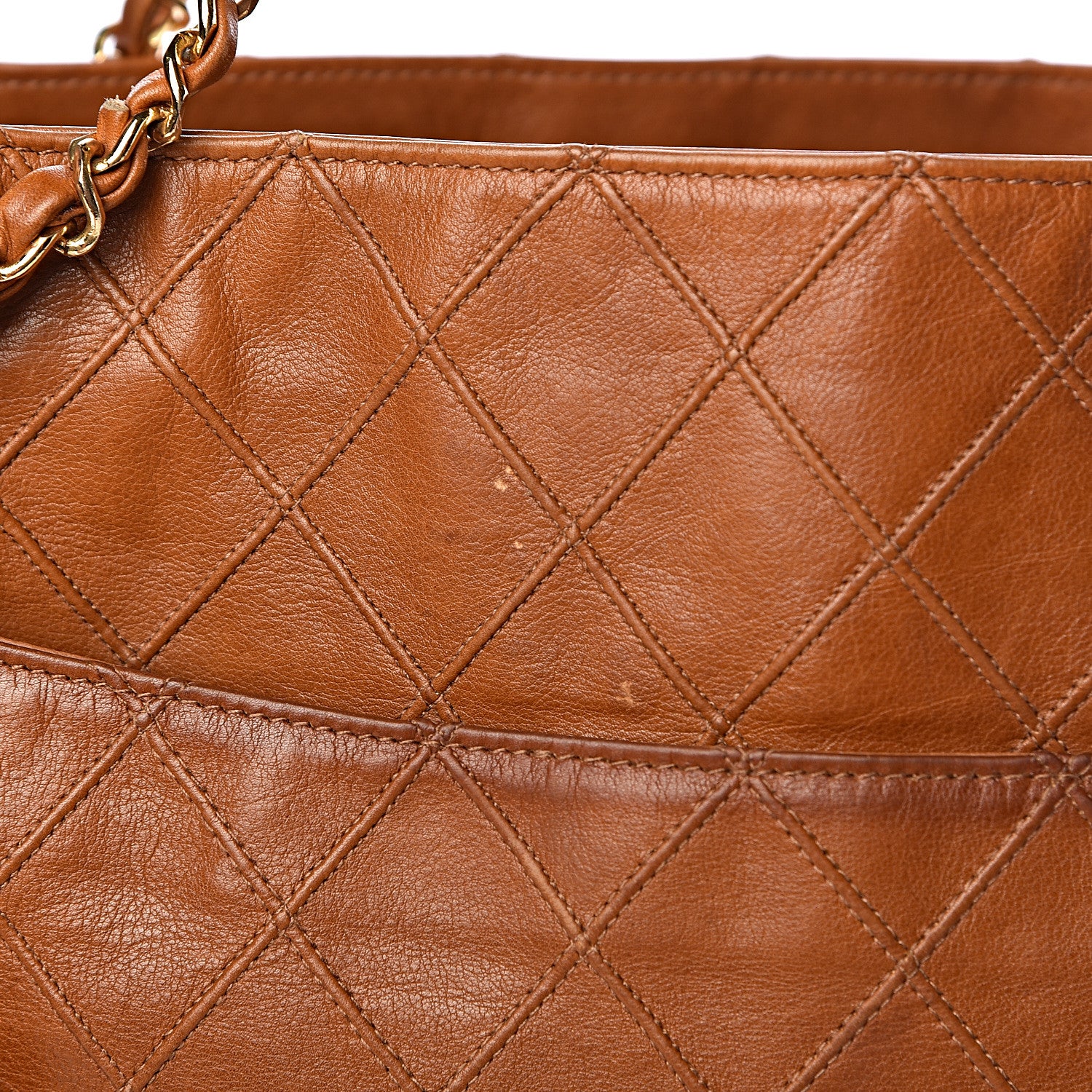 Chanel Lambskin Diamond Embossed Shopping Tote Brown 10 of 19