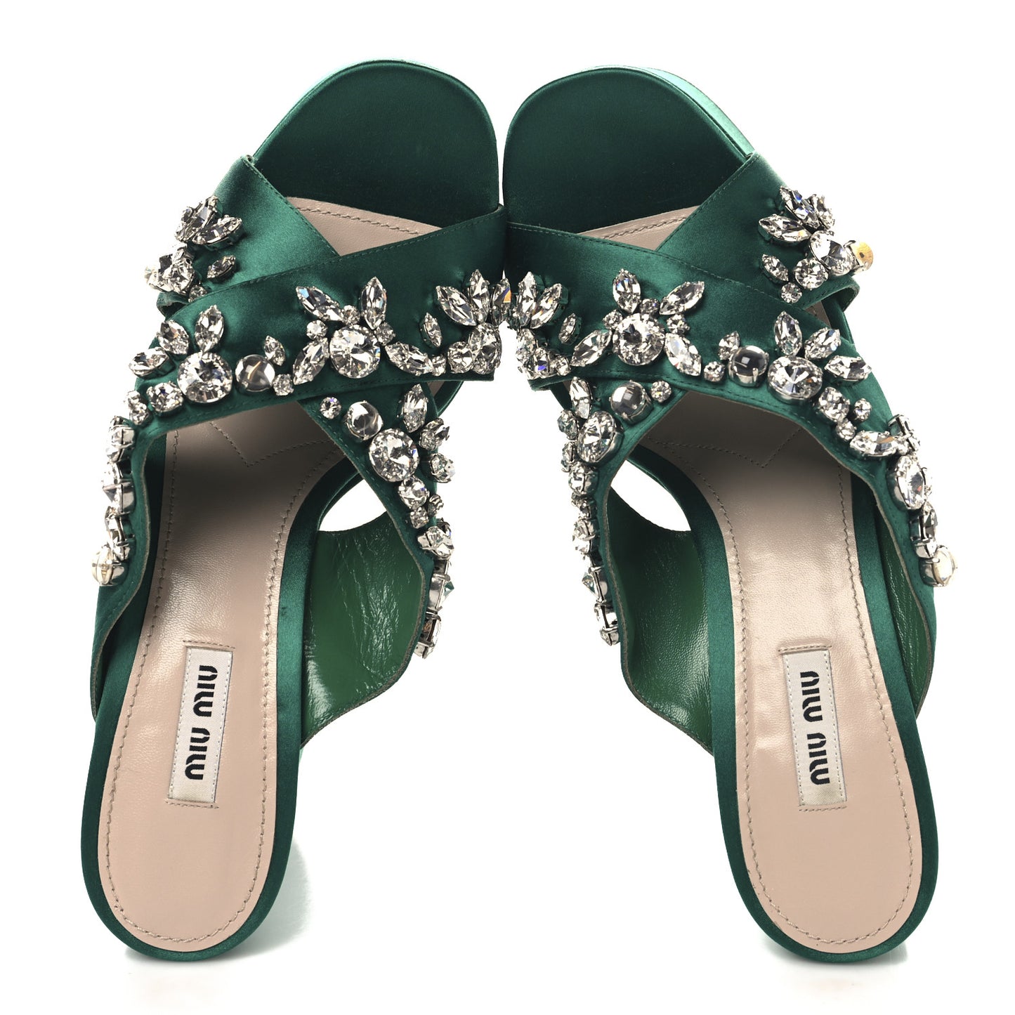 Satin Platform Sandals 40 Green