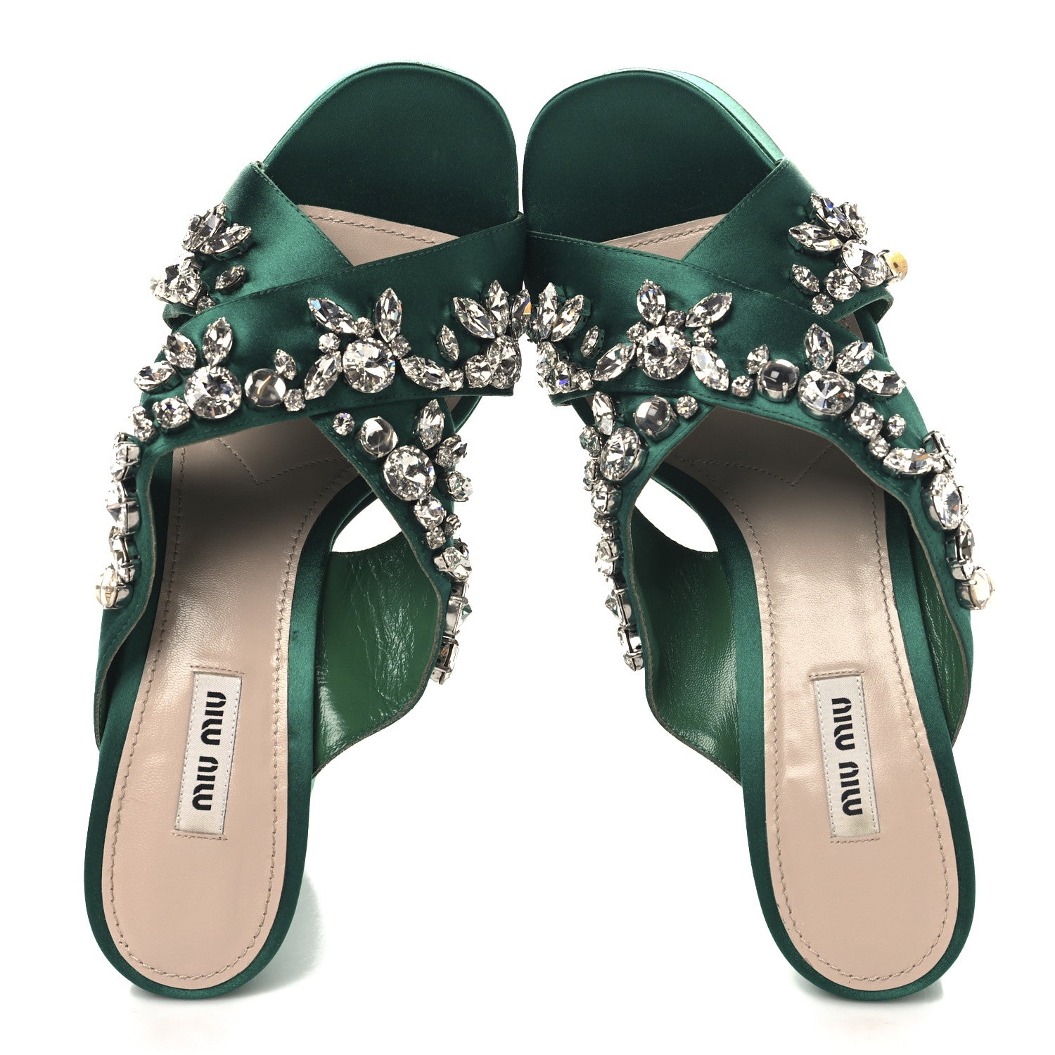 Miu Miu Satin Platform Sandals 40 Green 5 of 9