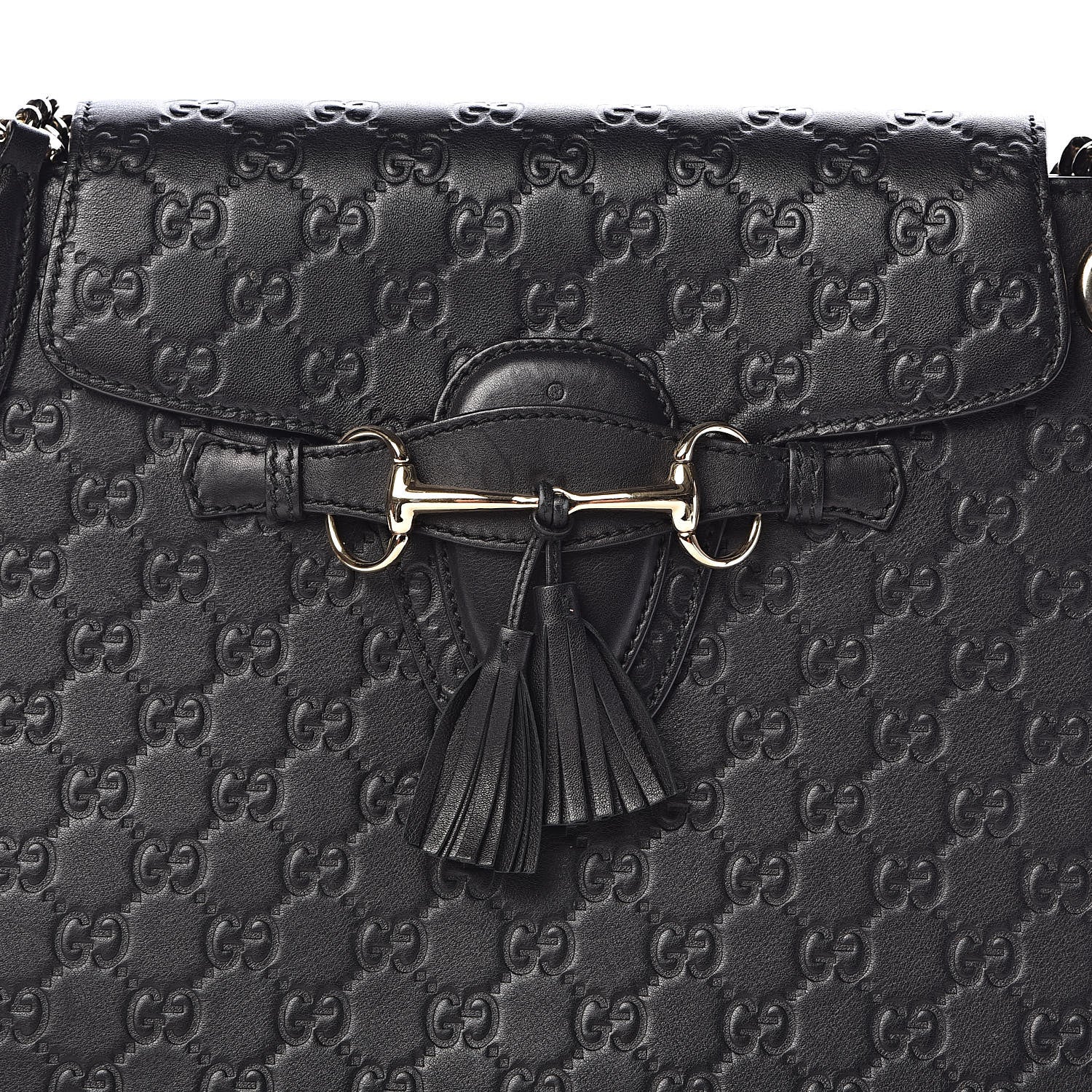 Gucci Guccissima Large Emily Chain Shoulder Bag Black 14 of 14