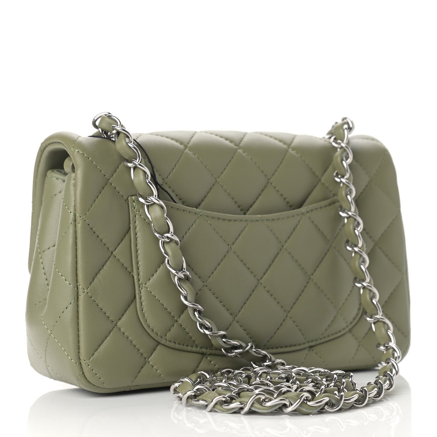 Chanel Lambskin Quilted Mini Rectangular Flap Green 3 of 9