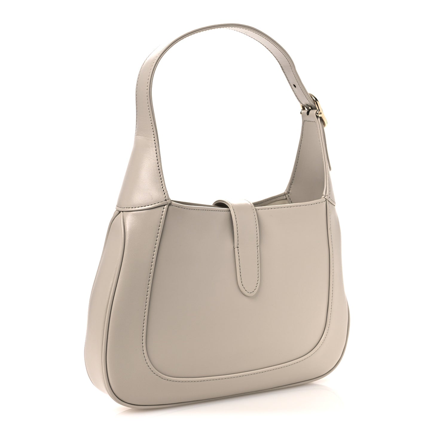Ancora Calfskin Web Small Jackie Shoulder Bag Light Grey