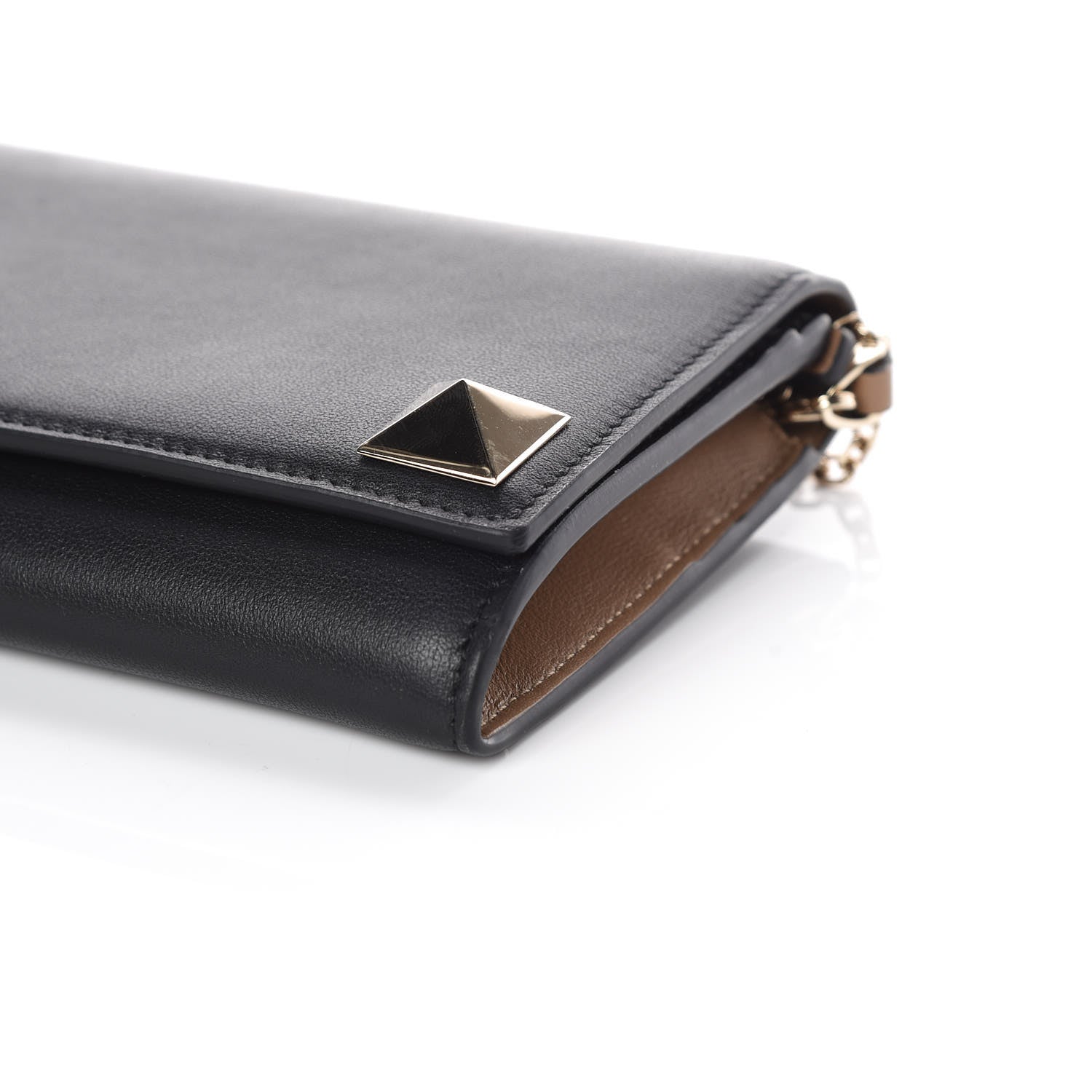 Valentino Garavani Calfskin Stud Flap Wallet On Chain Black 6 of 10