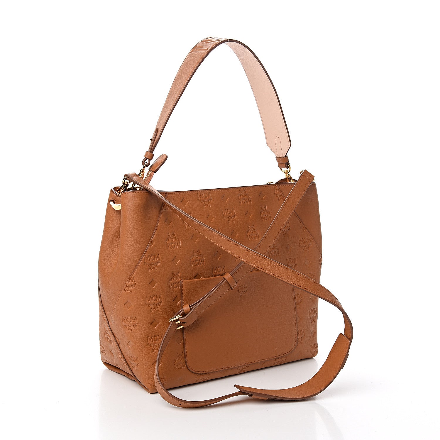 MCM Calfskin Ottomar Monogram Medium Klara Hobo Cognac 2 of 8