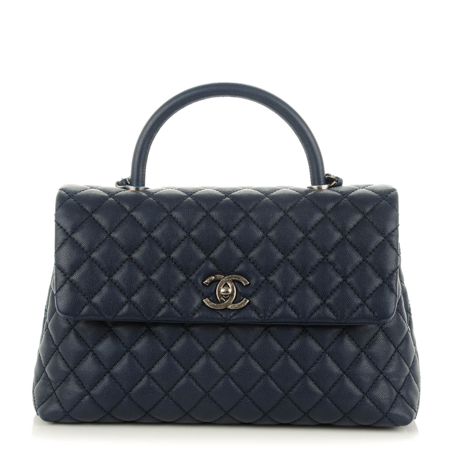 Caviar Quilted Medium Coco Handle Flap Navy