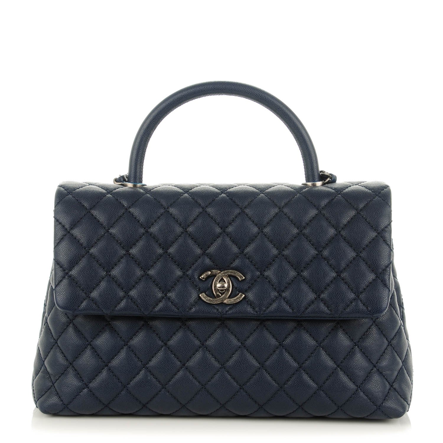 Chanel Caviar Quilted Medium Coco Handle Flap Navy 1 of 7