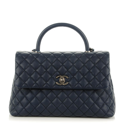 Chanel Caviar Quilted Medium Coco Handle Flap Navy 1 of 7