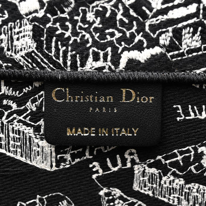 Christian Dior Canvas Embroidered Medium Plan De Paris Book Tote Black White 6 of 13