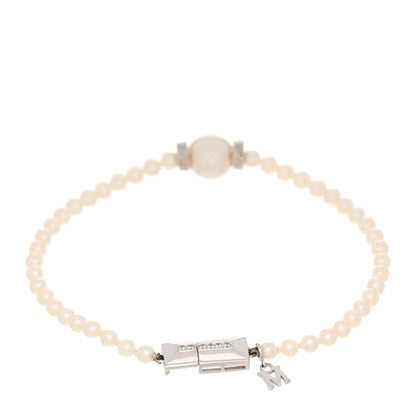 Mikimoto 18K White Gold Diamond Akoya Cultured Pearl 9.5mm Bracelet 2 of 4