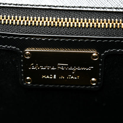 Salvatore Ferragamo Printed Calfskin Vara Bow Chain Flap Crossbody Black 6 of 10