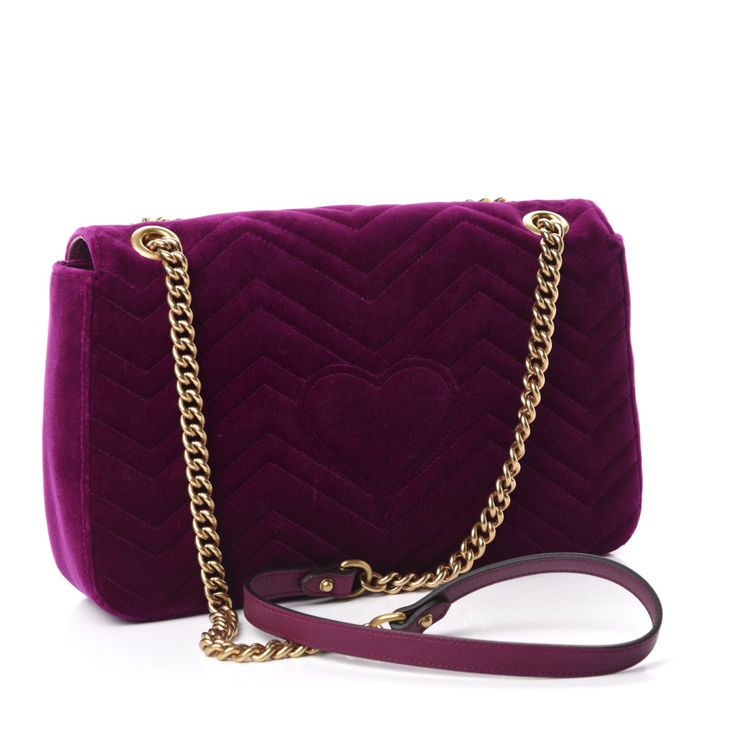 Velvet Matelasse Loved Embroidered Medium GG Marmont Shoulder Bag Fuchsia Violet Cyclamen