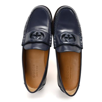 Gucci Calfskin Mens Interlocking G Millennial Ribot Loafers 8 Blue Agata 2 of 10