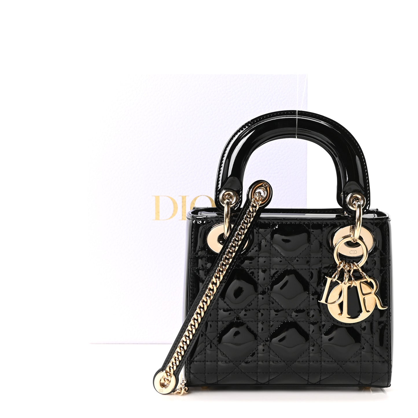 Patent Cannage Mini Lady Dior Black