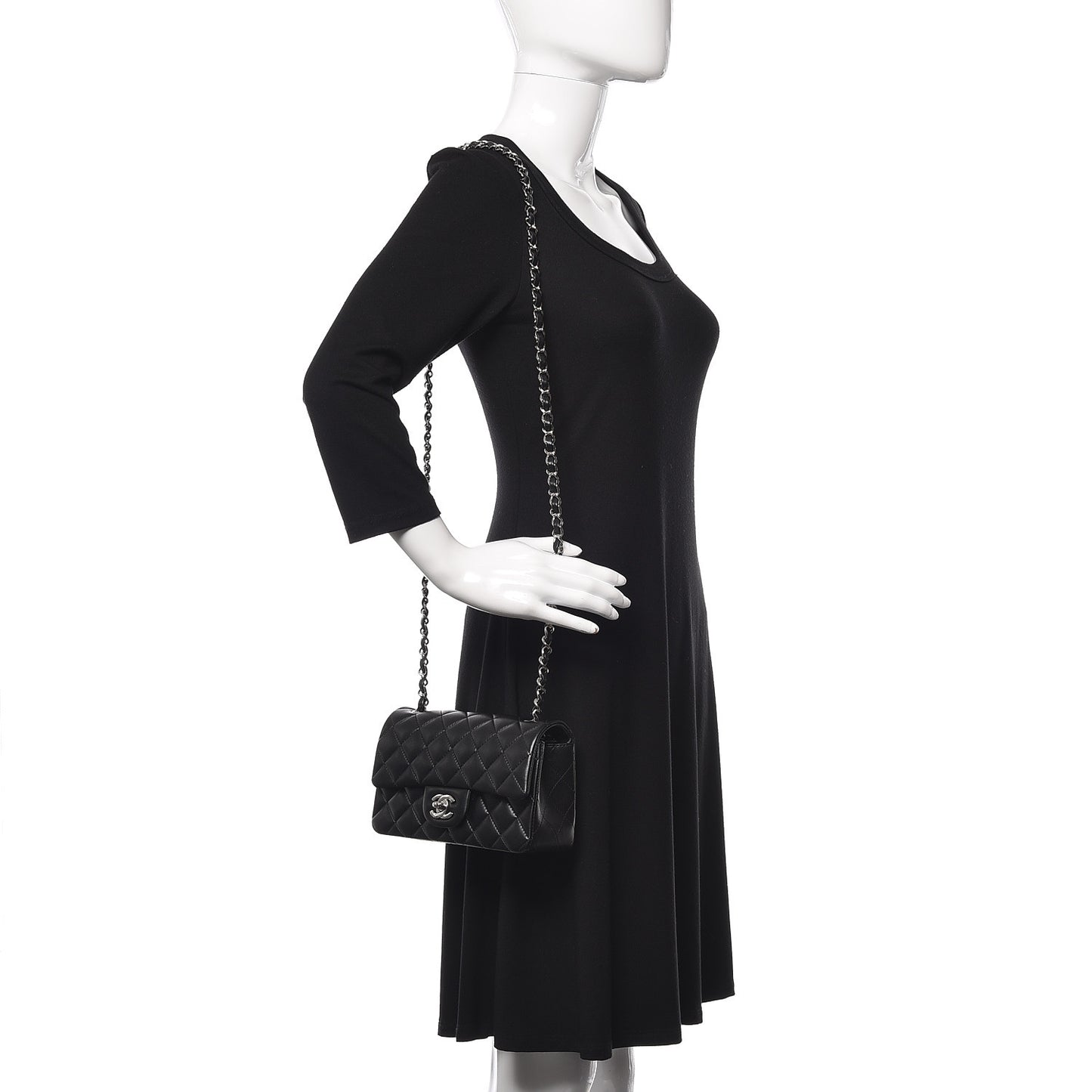 Lambskin Quilted Mini Rectangular Flap Black