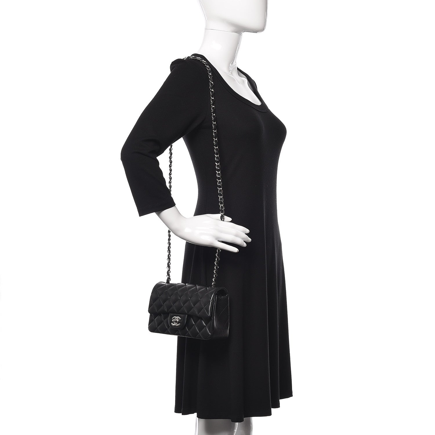 Chanel Lambskin Quilted Mini Rectangular Flap Black 2 of 10