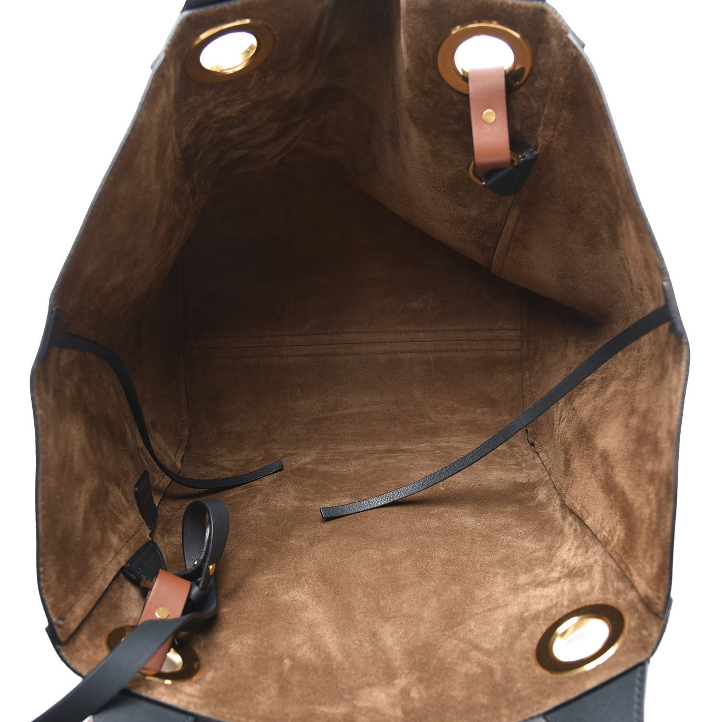 Calfskin Grommet Detail Tote Dark Emerald