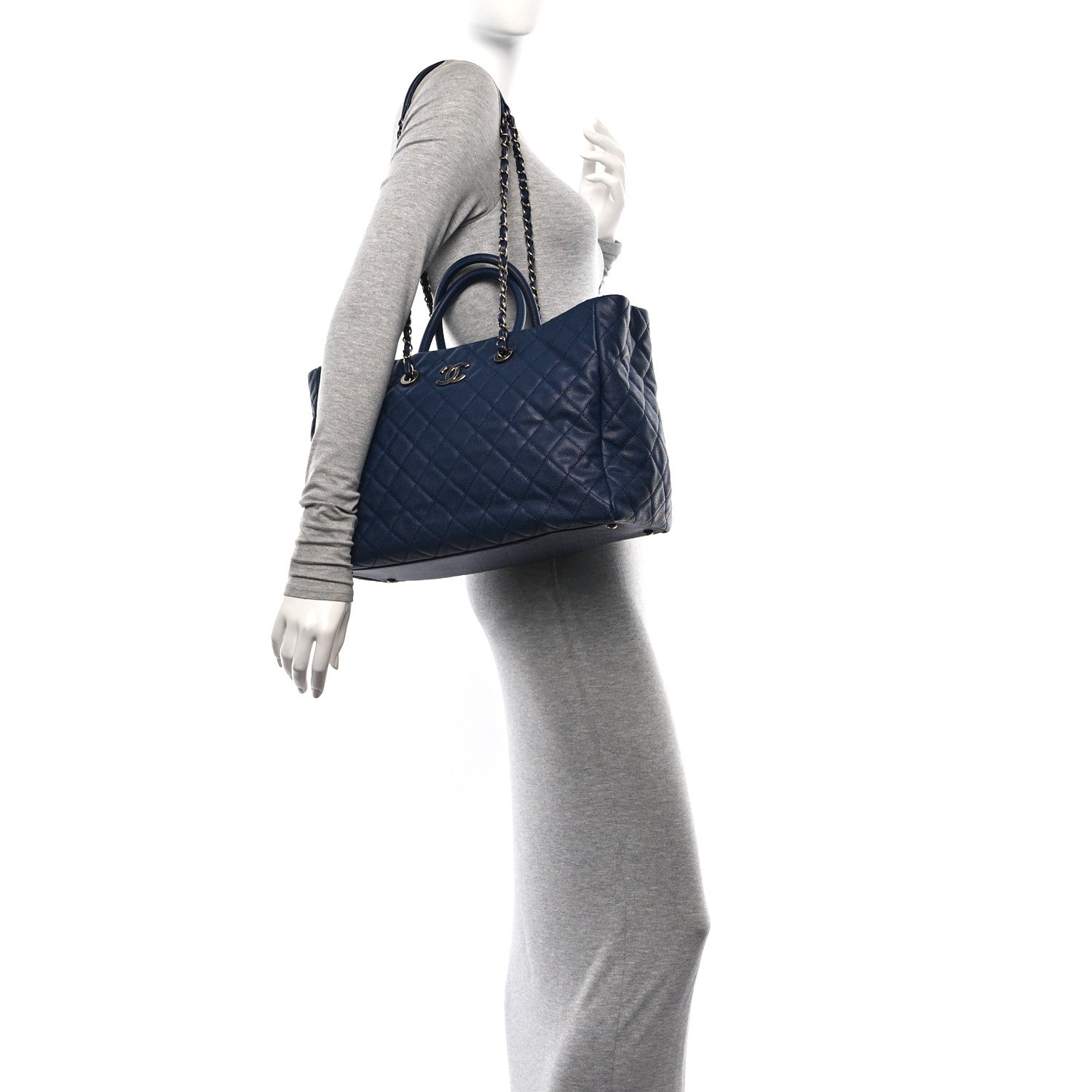 Chanel Caviar Quilted Large Coco Handle Shopping Tote Navy 2 of 12