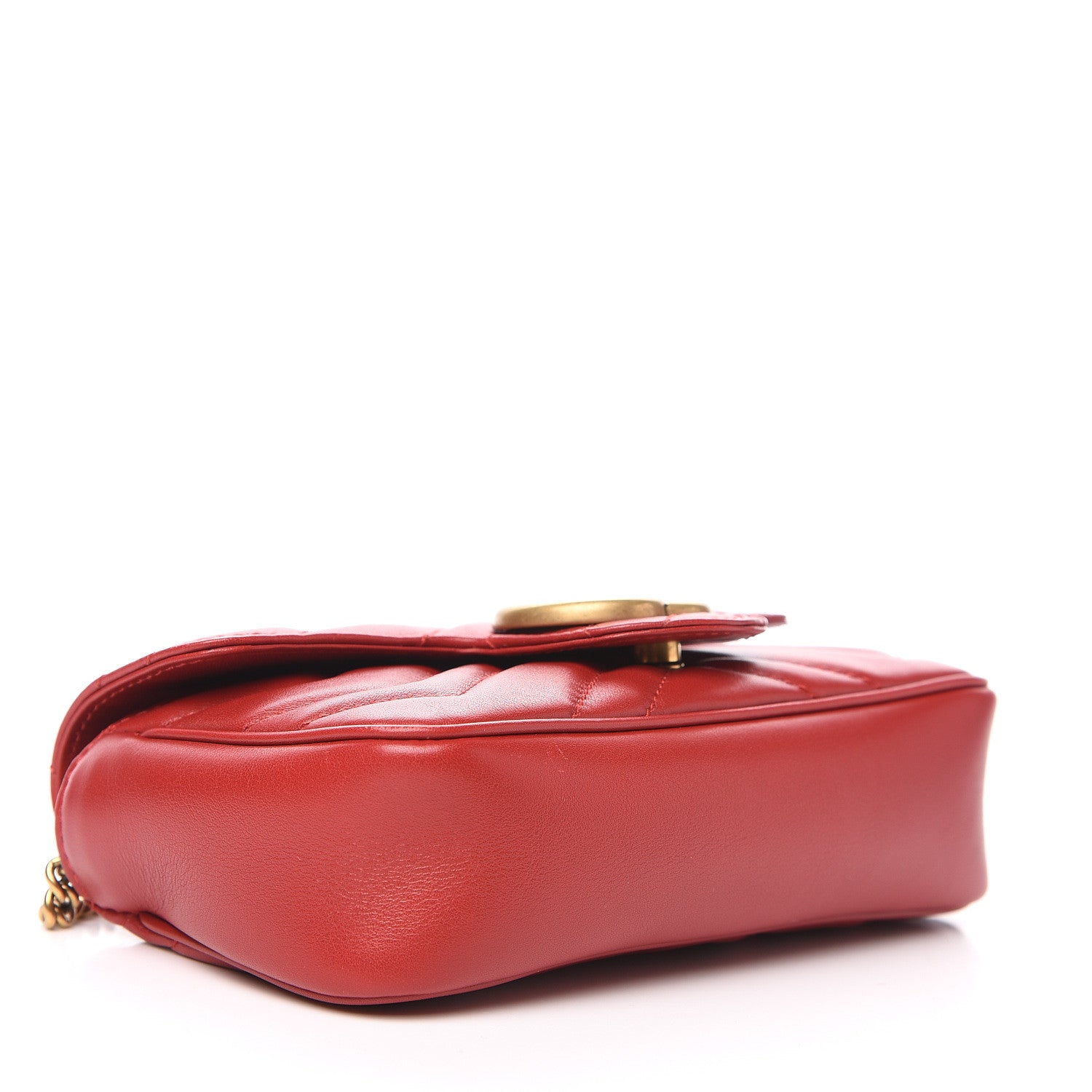 Gucci Calfskin Matelasse Super Mini GG Marmont Shoulder Bag Hibiscus Red 3 of 10
