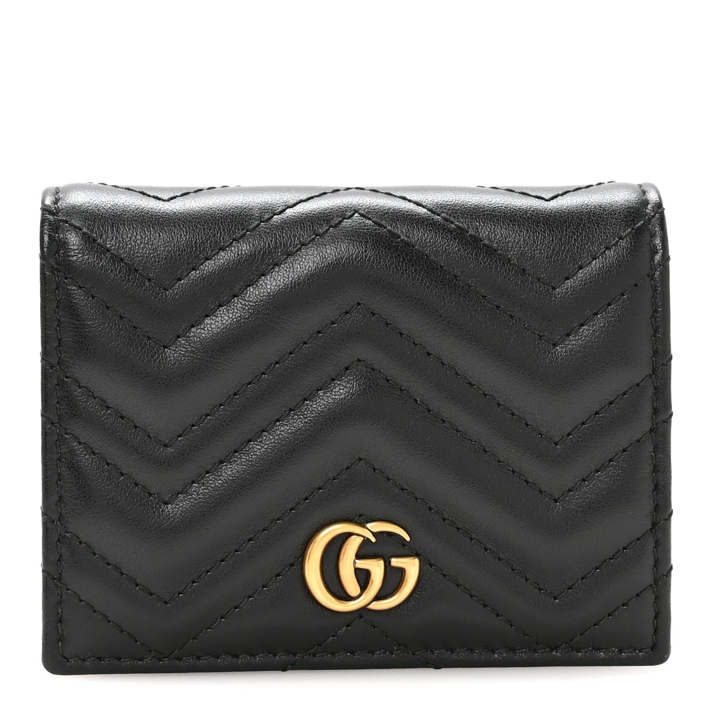 Calfskin Matelasse GG Marmont Card Case Wallet Black