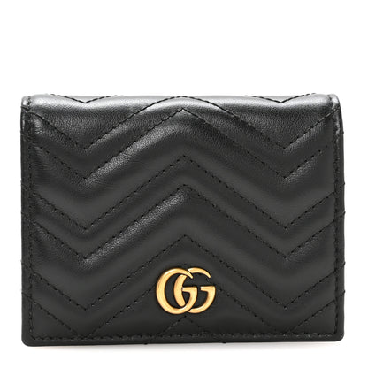 Gucci Calfskin Matelasse GG Marmont Card Case Wallet Black 1 of 8