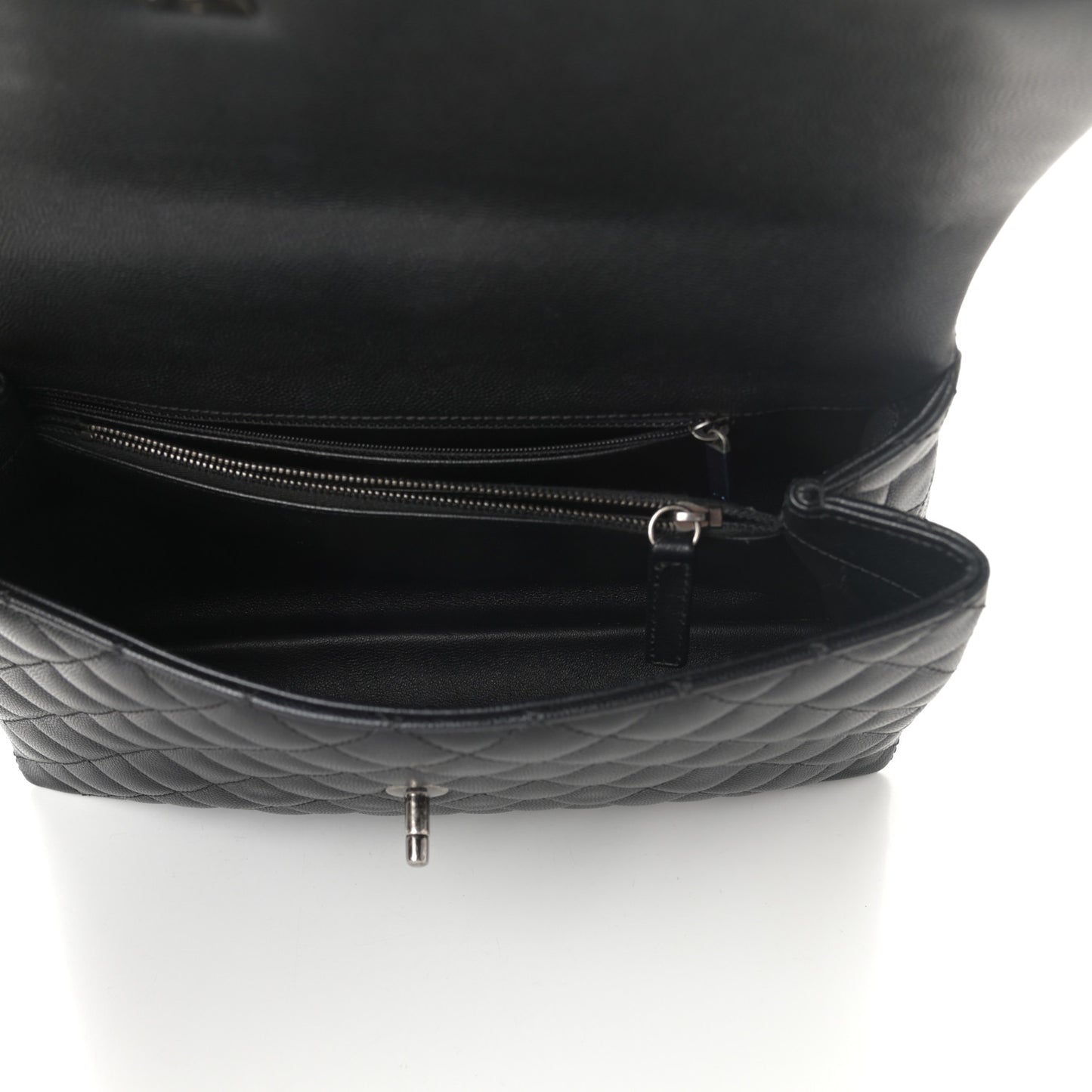 Caviar Lizard Quilted Medium Coco Handle Flap Black