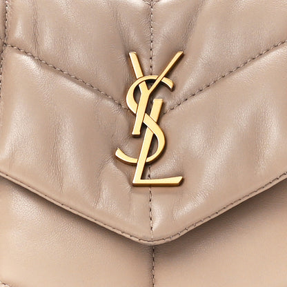 Saint Laurent Lambskin Quilted Toy Loulou Puffer Monogram Chain Satchel Dark Beige 9 of 13