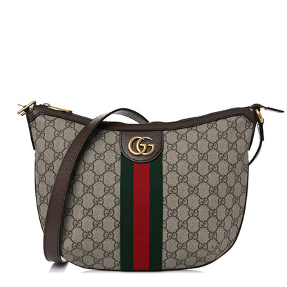 Gucci GG Supreme Monogram Web Small Ophidia Half Moon Hobo Brown 1 of 11