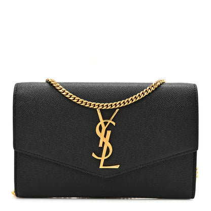 Saint Laurent Grain De Poudre Uptown Chain Wallet Black 1 of 11