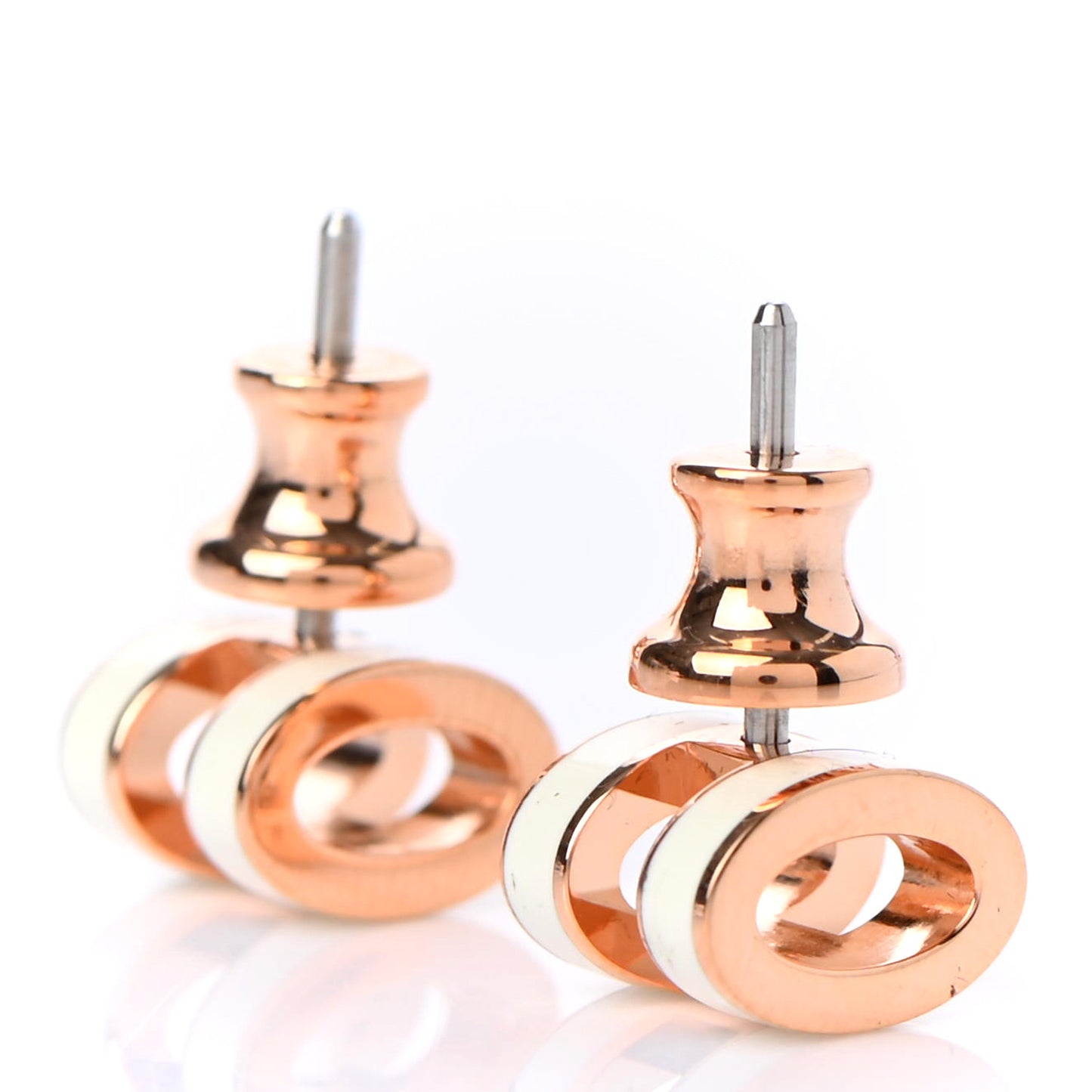 Rose Gold Lacquered Mini Pop H Earrings White