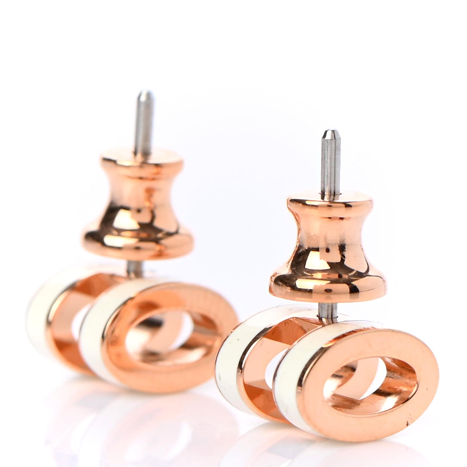 Hermes Rose Gold Lacquered Mini Pop H Earrings White 3 of 4