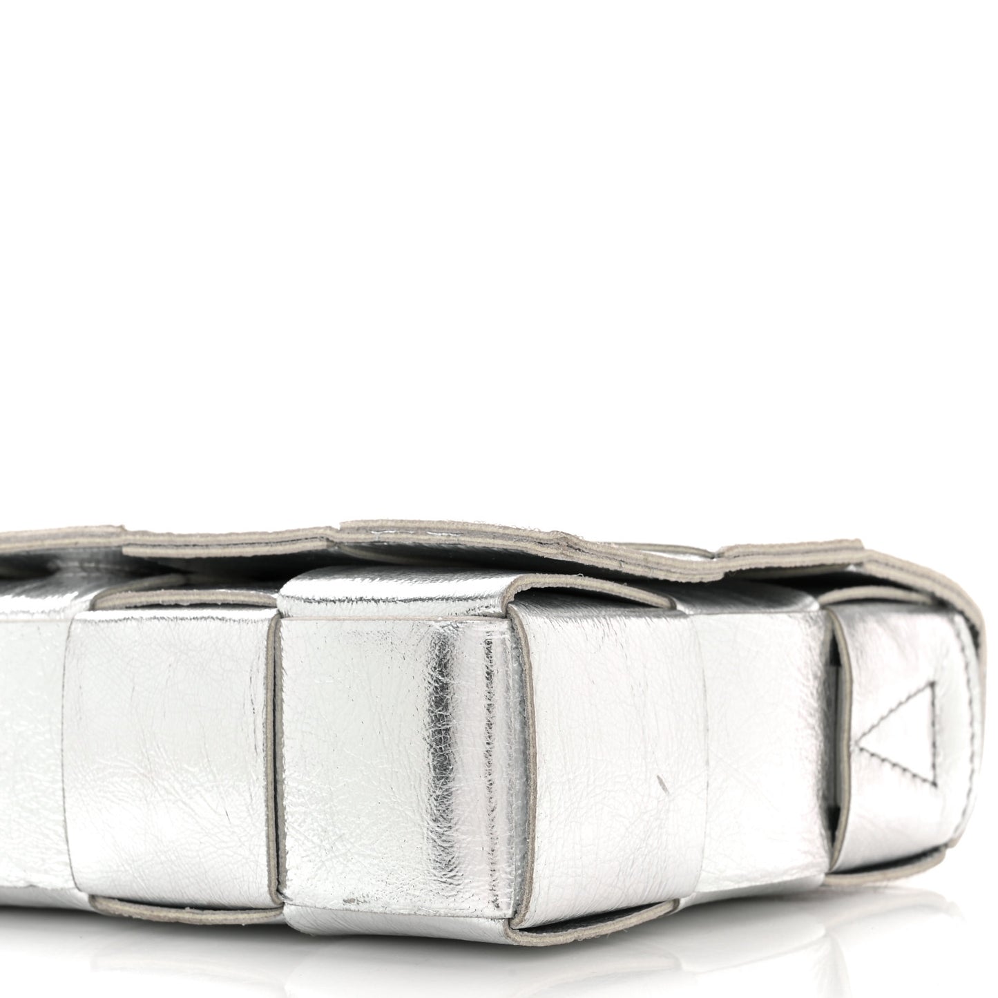 Metallic Lambskin Maxi Intrecciato Cassette Crossbody Bag Silver