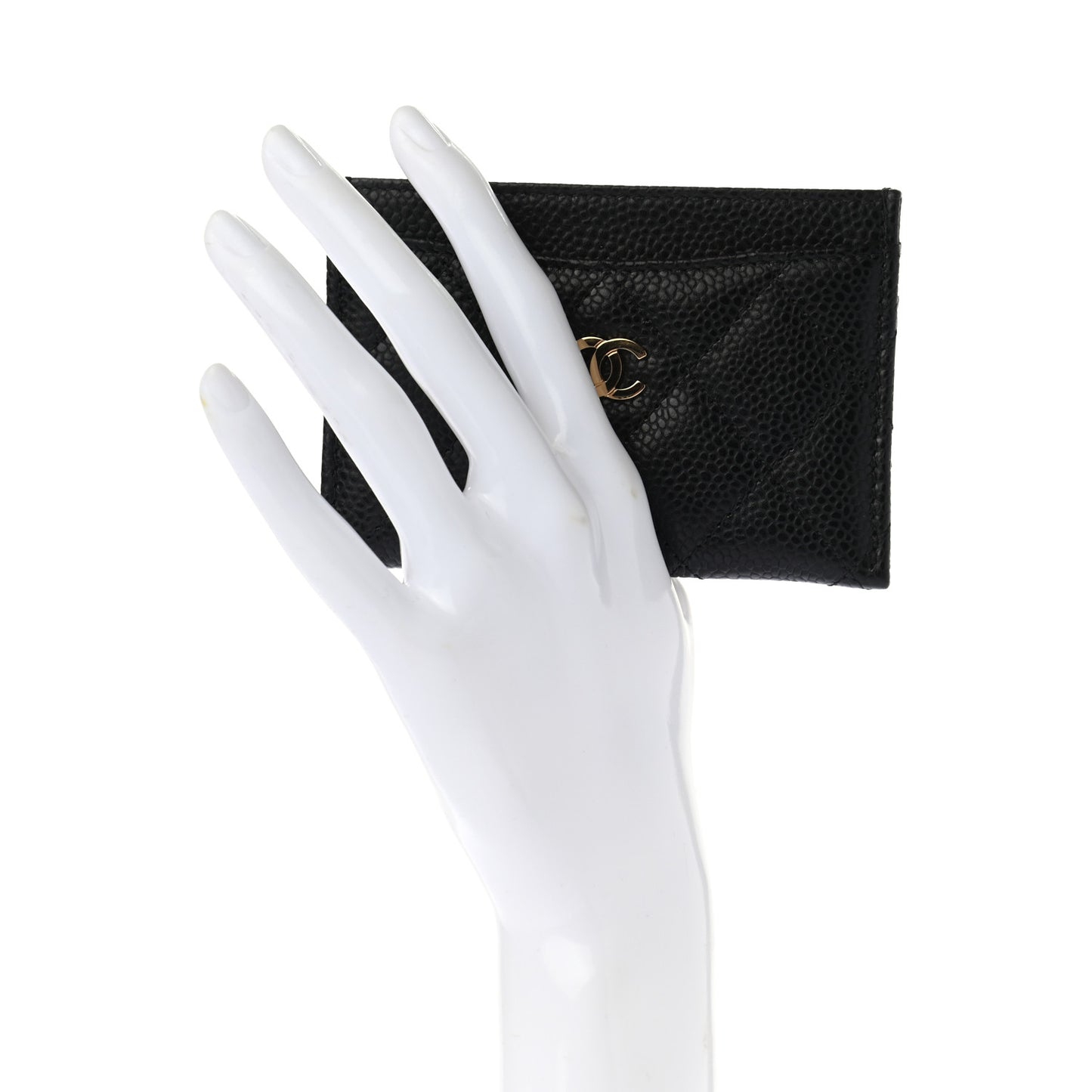 Caviar Quilted Card Holder Black