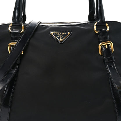 Prada Tessuto Nylon Calfskin Dome Satchel Black 7 of 10
