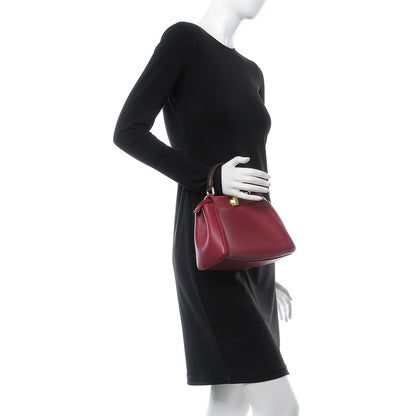Fendi Nappa Mini Peekaboo Iconic Satchel Black Cherry Brown 2 of 11