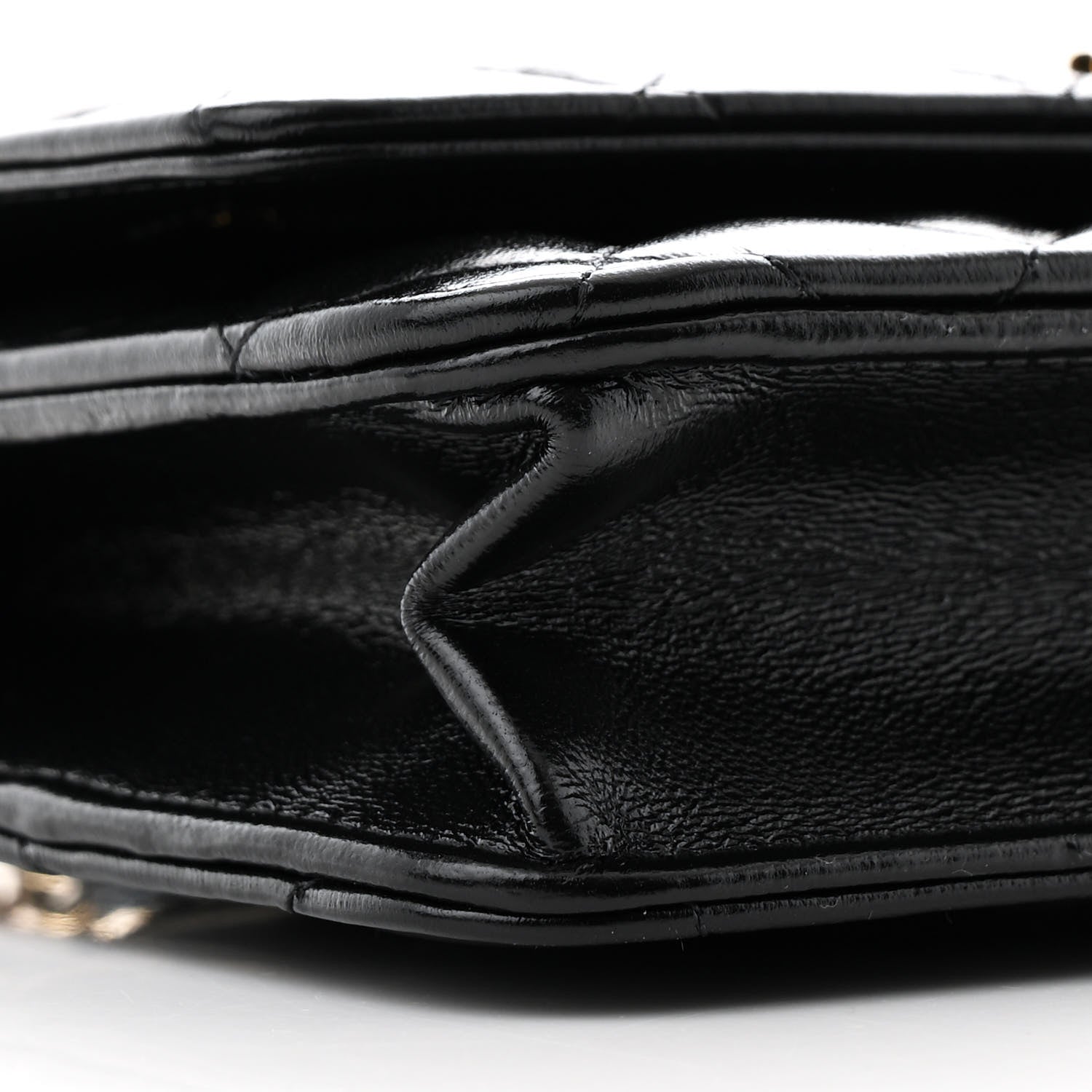 Chanel Shiny Lambskin Quilted Golden Links Wallet On Chain WOC Black 10 of 11
