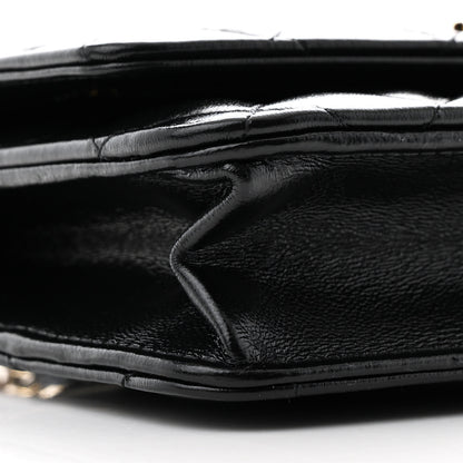Chanel Shiny Lambskin Quilted Golden Links Wallet On Chain WOC Black 10 of 11
