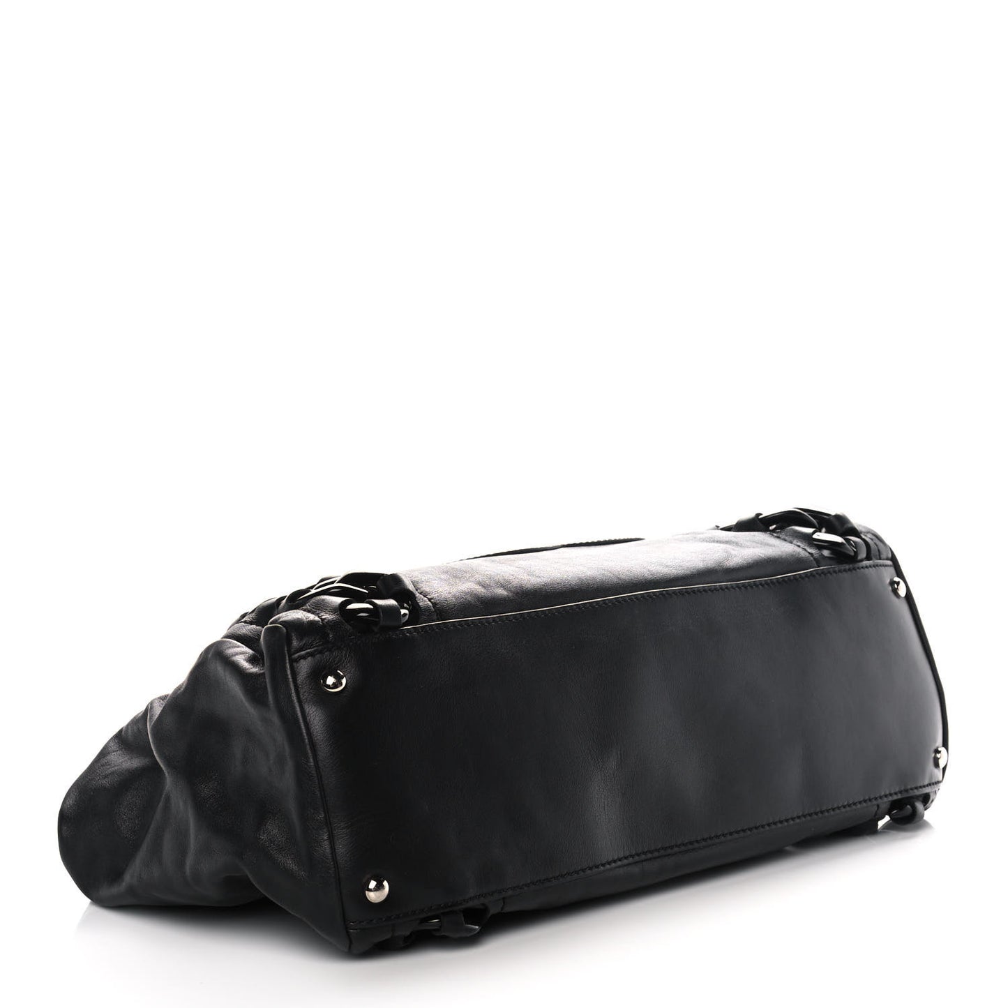 Calfskin Modern Chain Rhodoid East West Tote Black