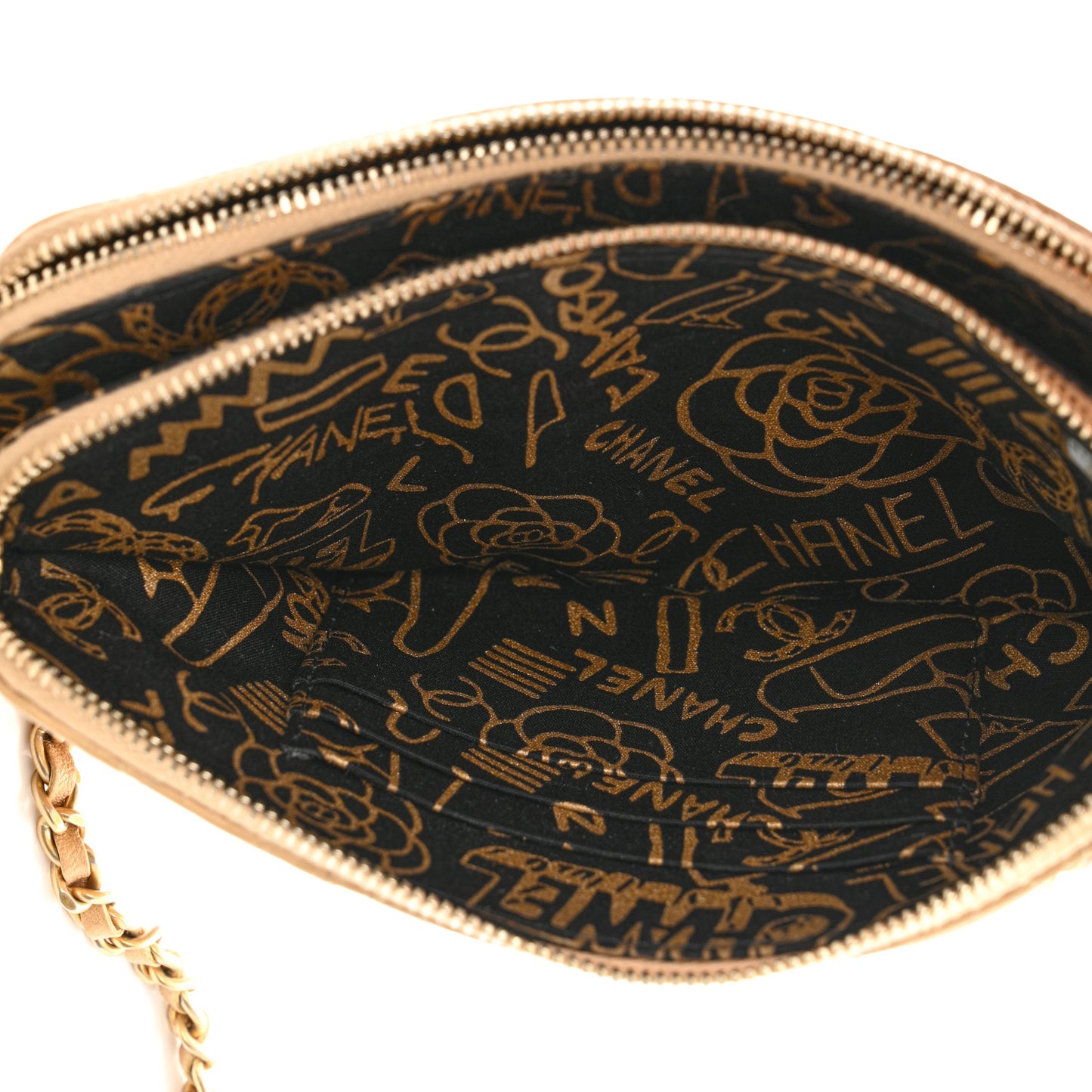 Metallic Lambskin Quilted Graffiti Small Clutch With Chain Gold