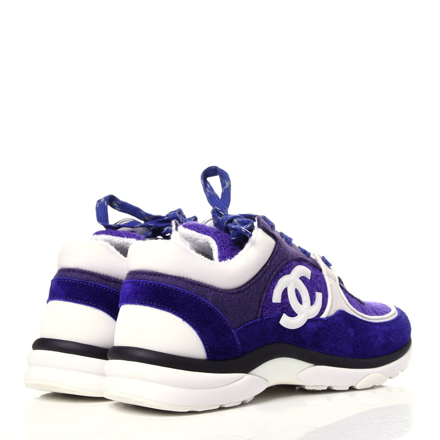 Chanel Suede Tweed Felt CC Sneakers 39 Purple 4 of 10