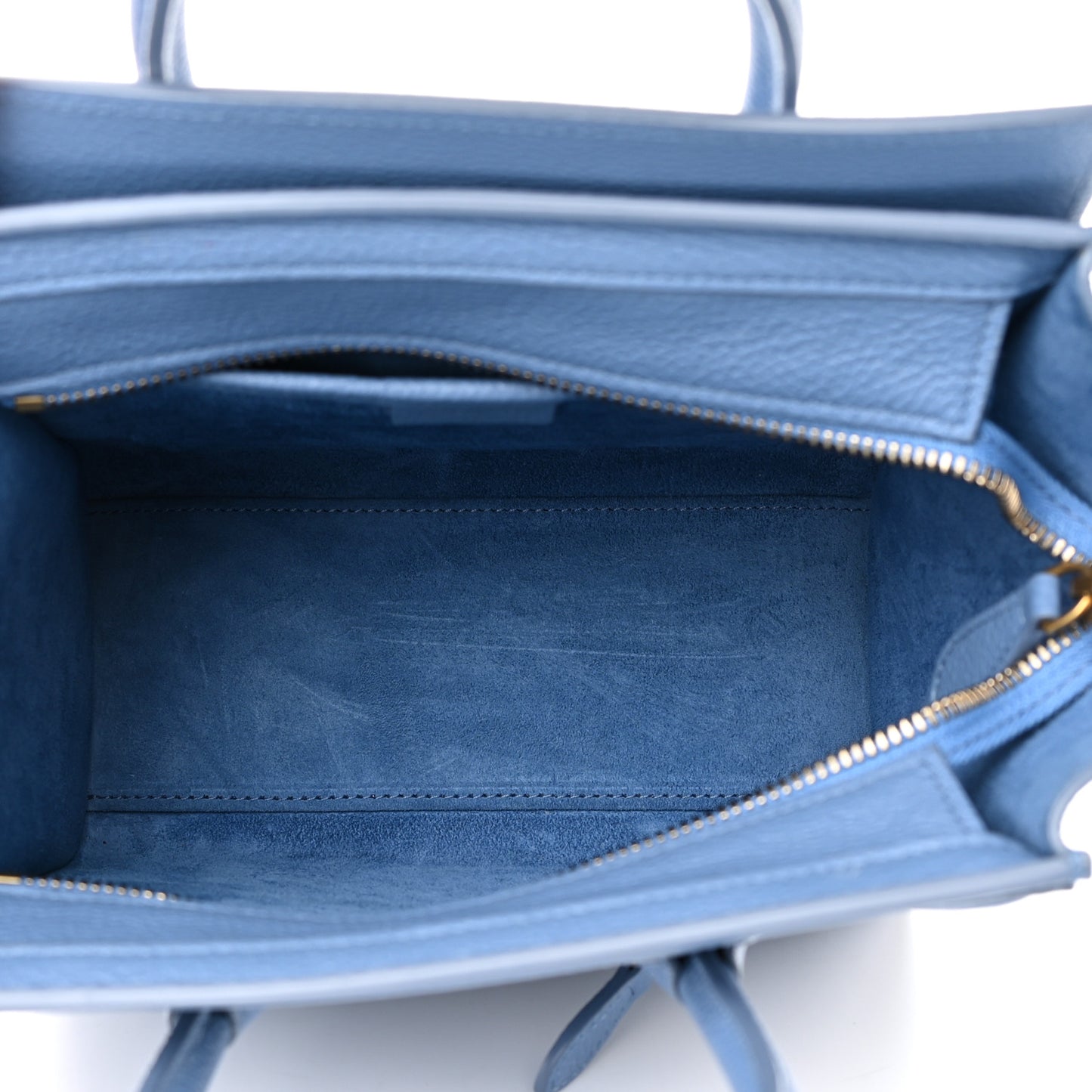 Drummed Calfskin Nano Luggage Azure