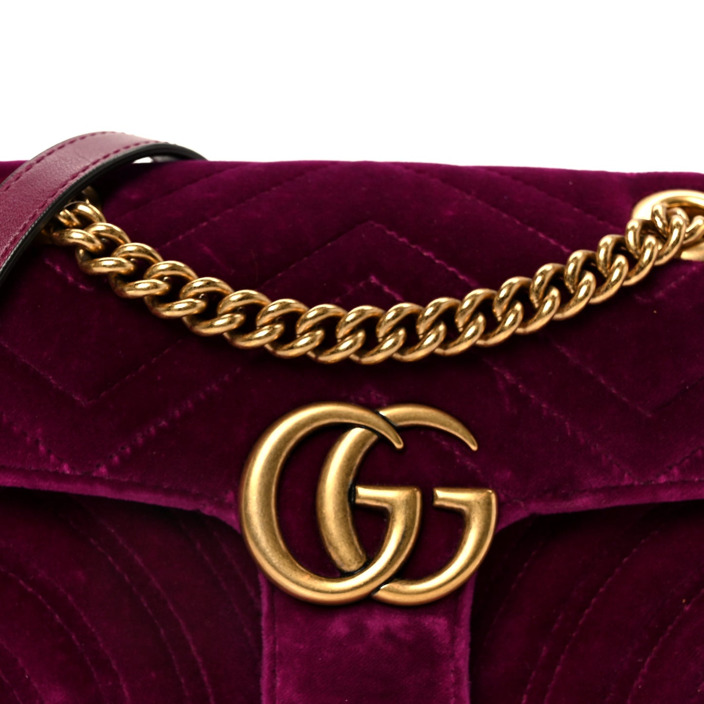 Velvet Matelasse Mini GG Marmont Shoulder Bag Fuchsia Violet Cyclamen