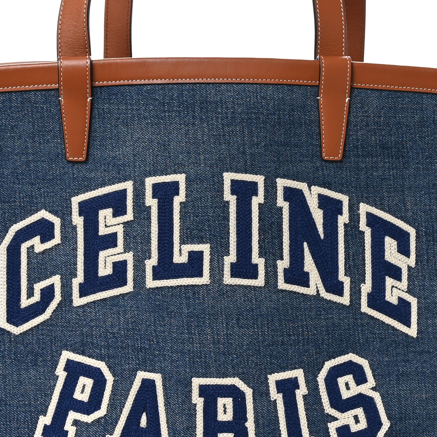Celine Denim Calfskin Large Couffin Logo Tote Blue 8 of 10