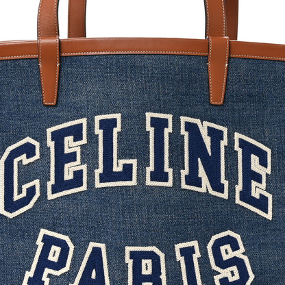 Celine Denim Calfskin Large Couffin Logo Tote Blue 8 of 10