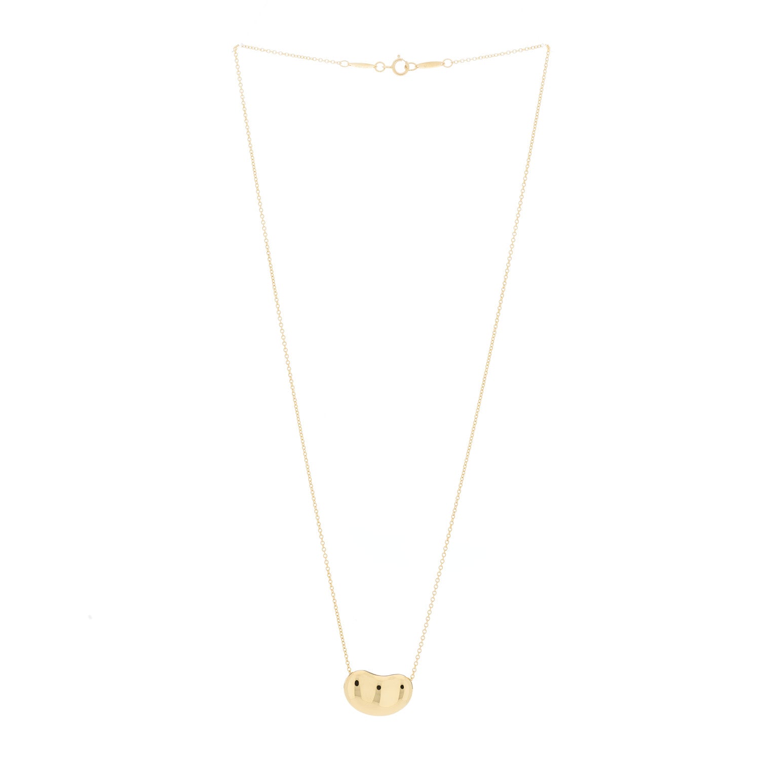 Tiffany 18K Yellow Gold 18mm Elsa Peretti Bean Pendant Necklace 2 of 5