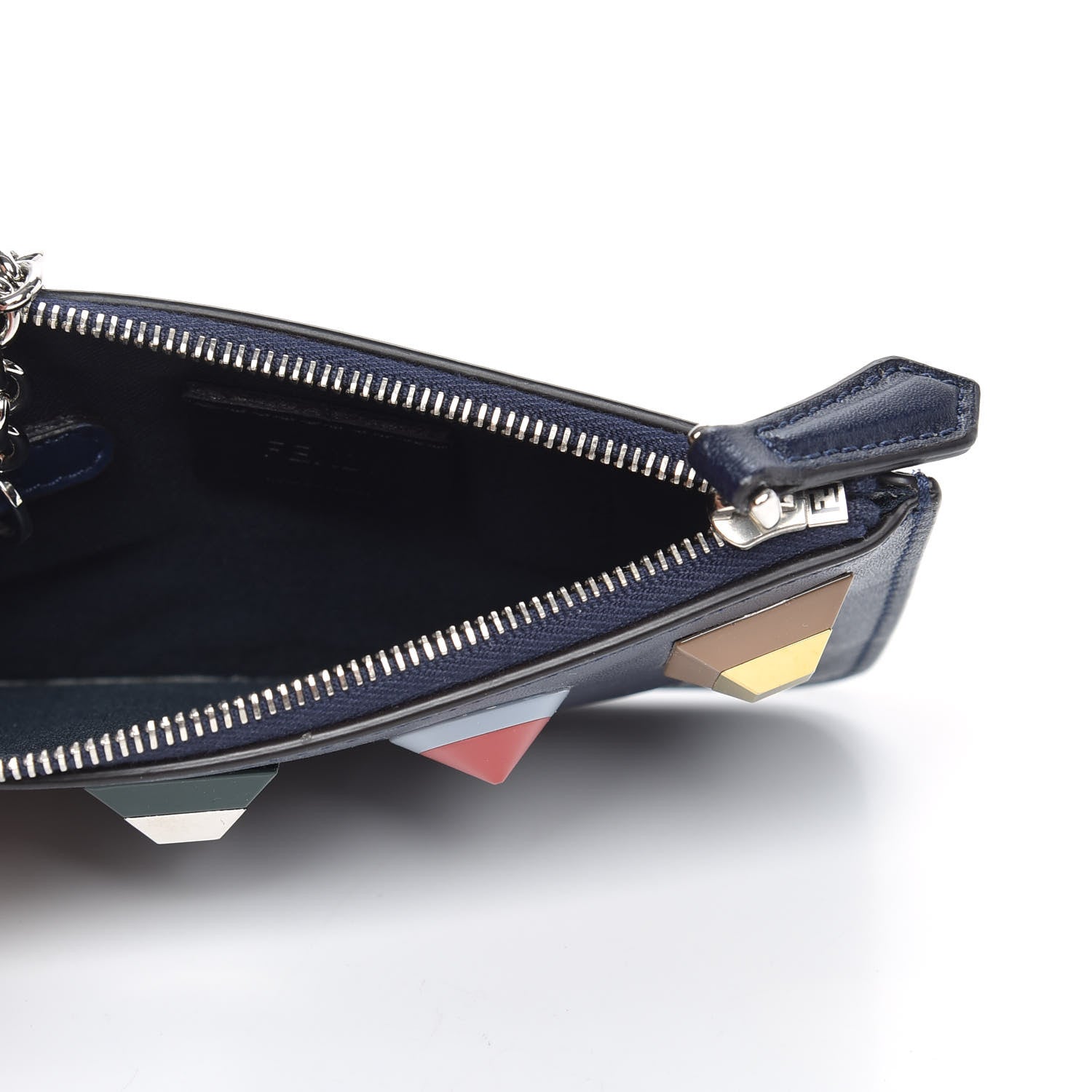 Fendi Vitello Liberty Studded Coin Pouch Key Case Blueberry Multicolor 5 of 8