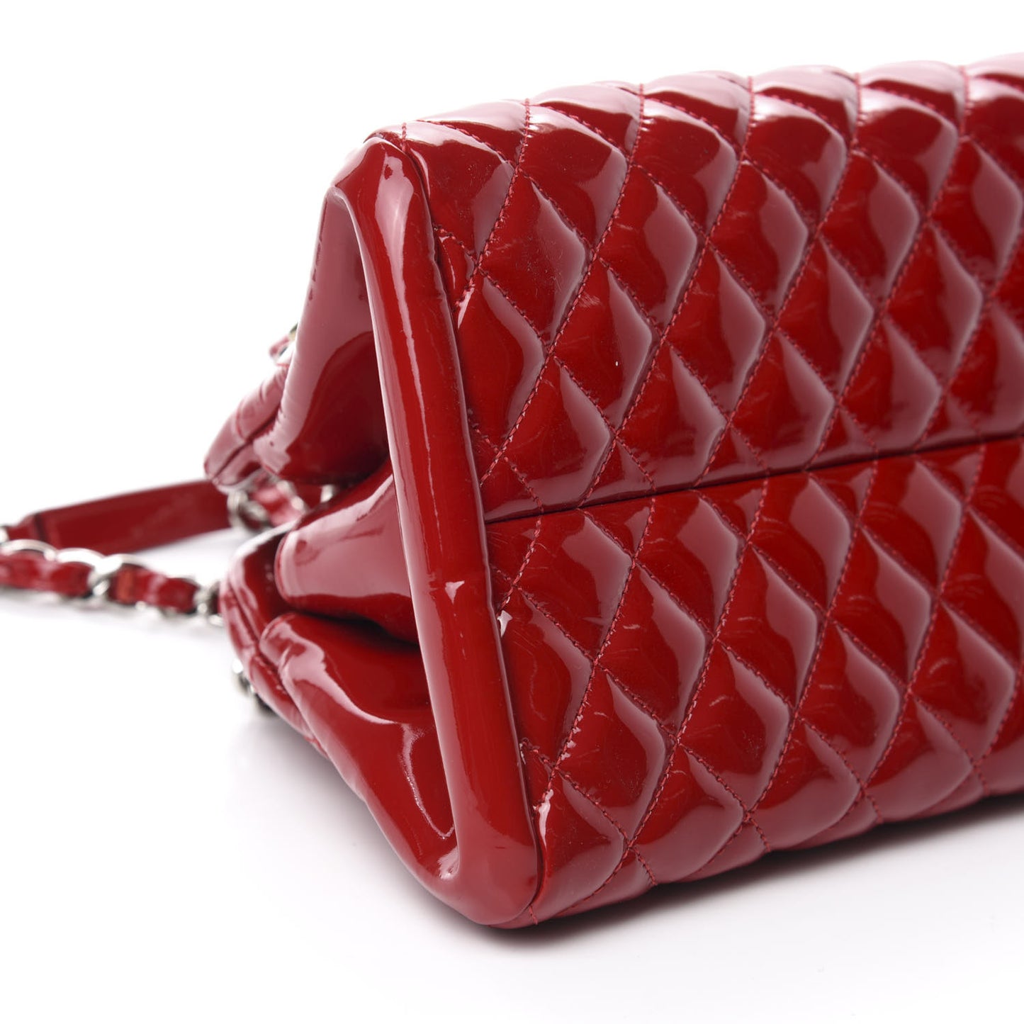 Patent Quilted Medium Just Mademoiselle Bowling Bag Red