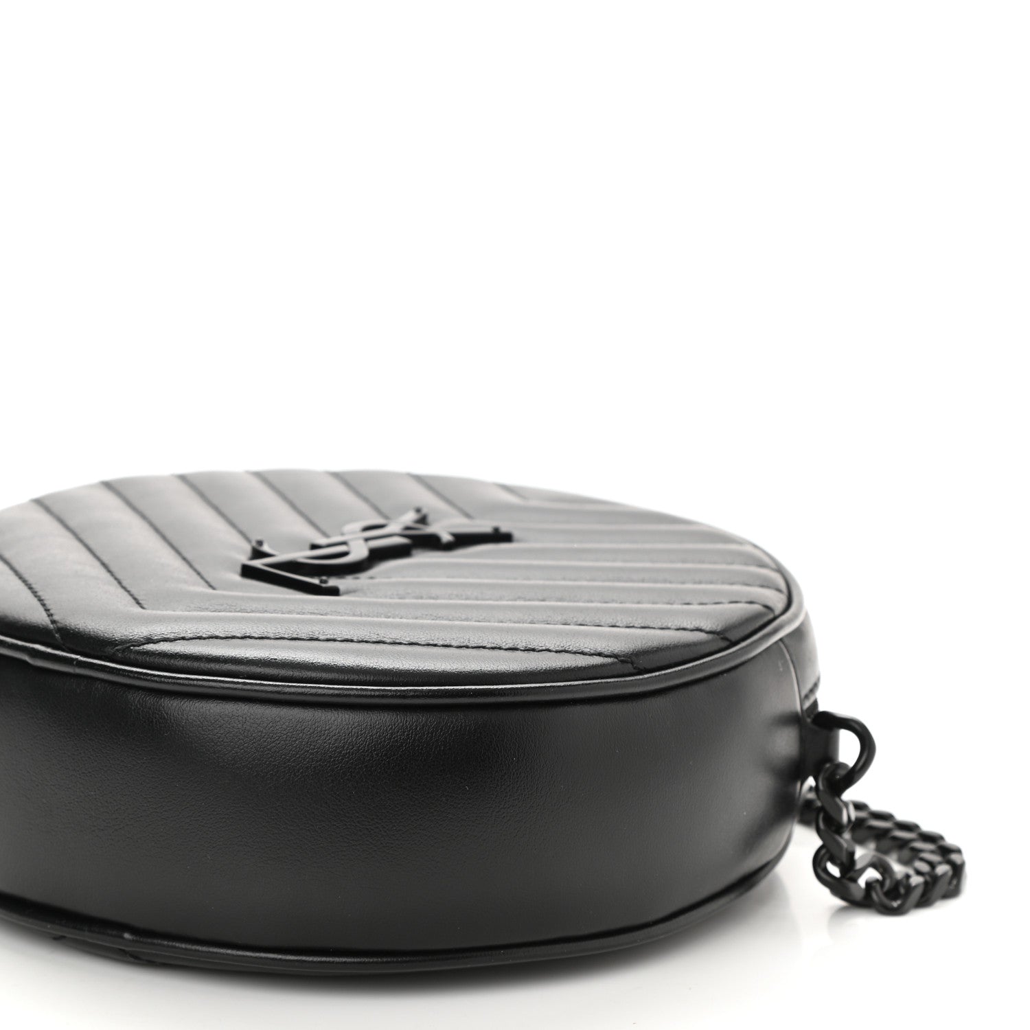 Saint Laurent Calfskin Matelasse Chevron Round Vinyle Camera Bag Black 8 of 8