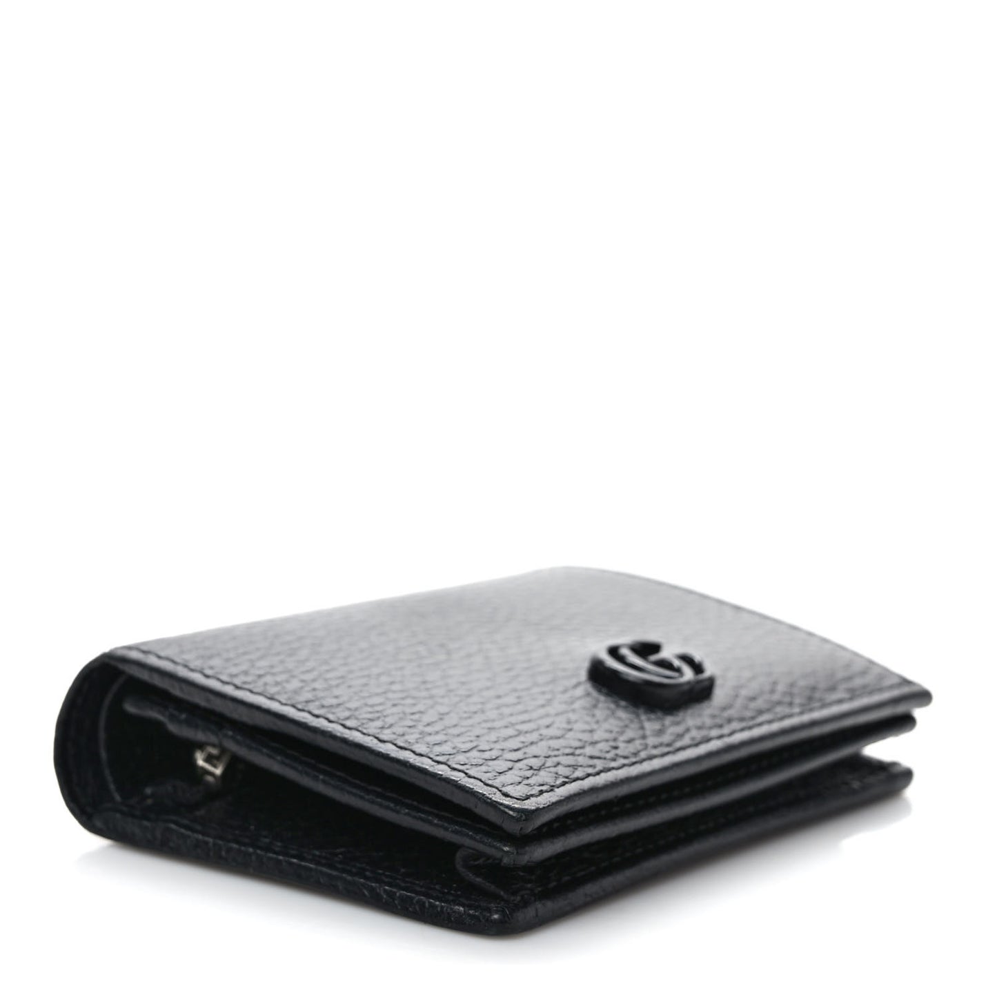 Dollar Calfskin Enamel Monochrome GG Marmont Card Case Black