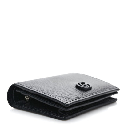 Gucci Dollar Calfskin Enamel Monochrome GG Marmont Card Case Black 4 of 8