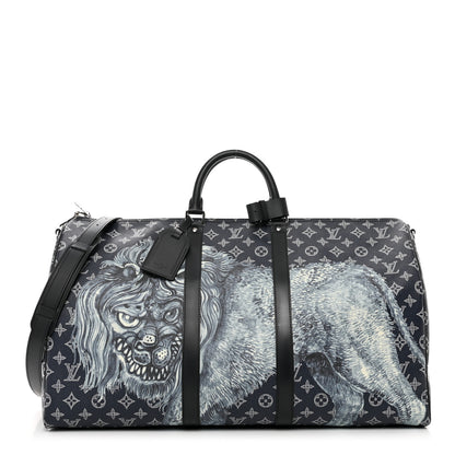 Louis Vuitton Savane Monogram Lion Chapman Keepall Bandouliere 55 Encre 1 of 10